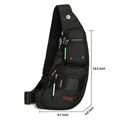 NICGID Sling Bag Chest Shoulder Backpack Crossbody Daypack for Men Women - color: Black-2854