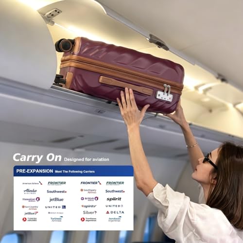 Rosamo 5 Piece Expandable Luggage Set,Hard Suitcases with TSA Lock Spinner Wheels 20/24/28 inch (Red) - color: Red, size: 5 PCS