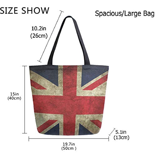 Chic Funny Cute Pattern Big Handle Extra Large Shoulder Tote Bag for Beach Travel Weekender Gym Grocery Shopping - style: British Flag