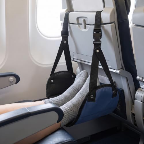 Adjustable Airplane Footrest Hammock Memory Foam Office Relaxation Foot Pad Travel Accessory Hanging Desk Foot Sling (Black) - color: Black