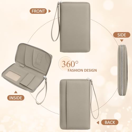 RFID Passport Holder for Travel Family with Coin Pocket,E-Grey - color: Elephant Grey