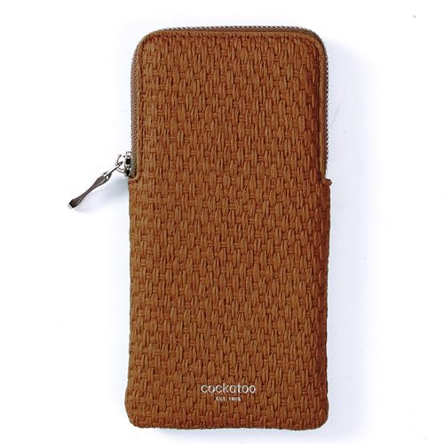 Cockatoo Portable Glasses Case, Drop-Resistant Eyewear Storage Pouch, Slim Soft Case for Sunglasses, with Cleaning Cloth - color: Brown