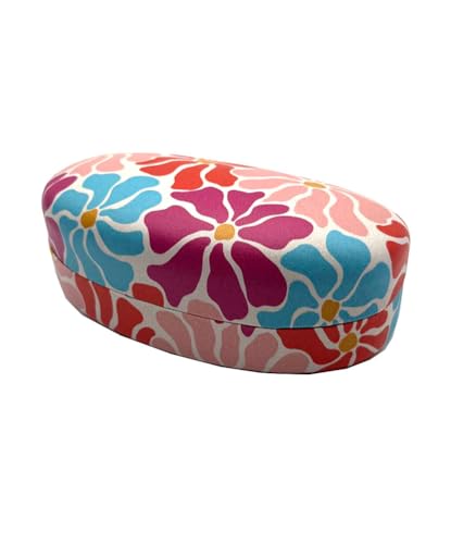 JAVOedge Style Eyeglass & Sunglasses Case - Extra Large Hard Shell Protective Case with Cleaning Cloth - color: Pastel Petal