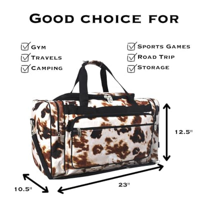 NGIL Canvas 23" inch Duffle Bag (Cow Print) - color: Cow Print