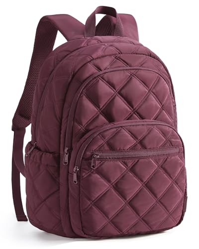 BAGSMART College Laptop Backpack,Cute Travel Backpack for Women,Quilted Computer Bookbag - color: 19-cherry Red