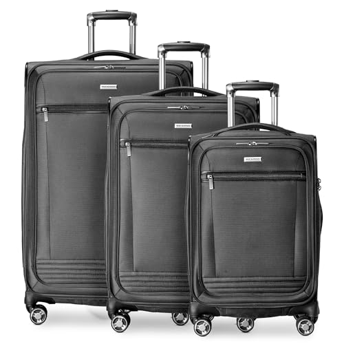 Ricardo Beverly Hills Avalon Softside 3-Piece Luggage Set Made with Sustainable 100% Recycled PET (rPET), Lightweight, Eco-Friendly Travel, Expandable, Dual Spinner Wheels, Black - color: Black, size: 3-Piece Set (20, 24, 28)