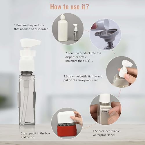 Bpluma Travel Bottles, Leak Proof Containers For Toiletries TSA Approved Airplane Accessories Kits For Liquid With Labels - color: Red