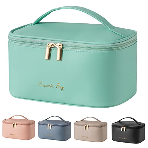 KITENROM Travel Makeup Bag, Cosmetic Bag for Women, Medium Size, Mint Green - color: Light Green, style: Cross Pattern