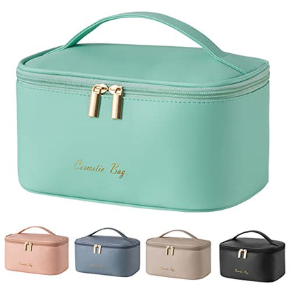KITENROM Travel Makeup Bag, Cosmetic Bag for Women, Medium Size, Mint Green - color: Light Green, style: Cross Pattern