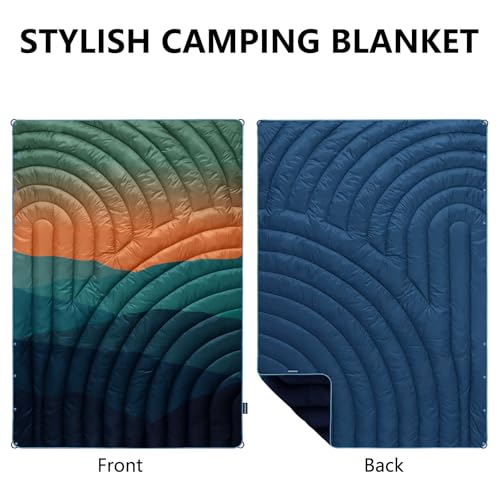 Puffy Camping Blanket,Mini Camp Blanket Outdoor Camping Quilt Waterproof - color: Dawn, size: 39x55"