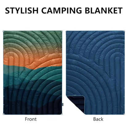 Puffy Camping Blanket,Mini Camp Blanket Outdoor Camping Quilt Waterproof - color: Dawn, size: 39x55"