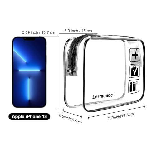 Lermende Clear Toiletry Bag TSA Approved Quart Size Travel Carry On - 3Pcs - color: Black, size: 3 Pack
