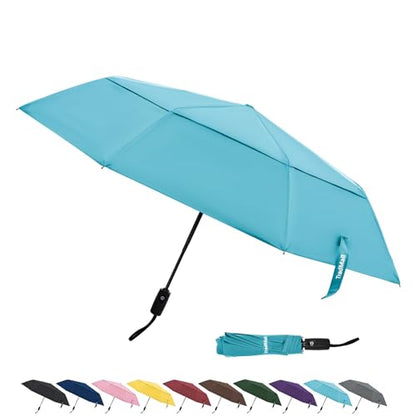 TradMall Travel Umbrella 42/45 Inches Double Vented Canopy - color: Sky Blue, size: 45 Inches