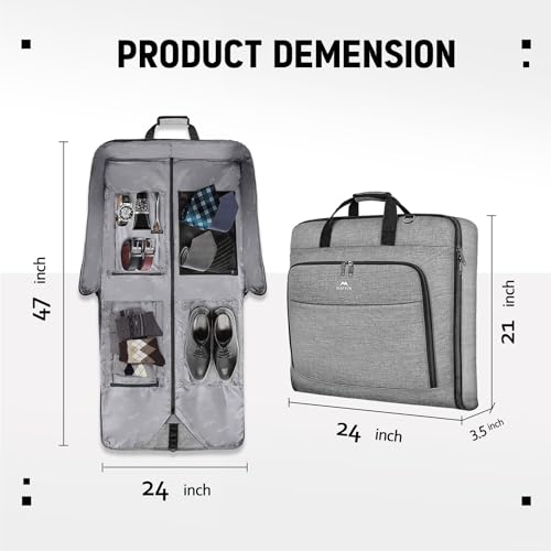 MATEIN Carry On Garment Bags for Travel, Water Resistant Hanging Suit Bag - color: Grey