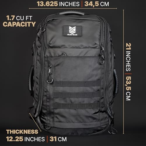 CARGO 48L Travel Backpack for Men, Structured Frame Holds Its Shape Loaded, 13 Zippered Compartments, Dual 17 Inch Laptop and Monitor Bays, Clamshell 3 Day Pack, 5.2 lb Empty