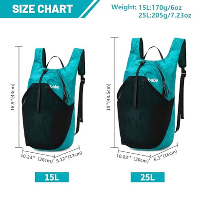 Ultra Lightweight Foldable Backpack,Water Resistant Small Packable Hiking Daypack Outdoor Camping Travel Bag - color: Green, size: 25L