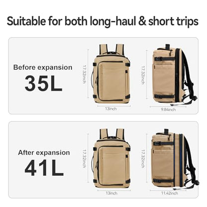 Carry On Travel Backpack Flight Approved Laptop Backpack for Women Men - color: Khaki, style: A