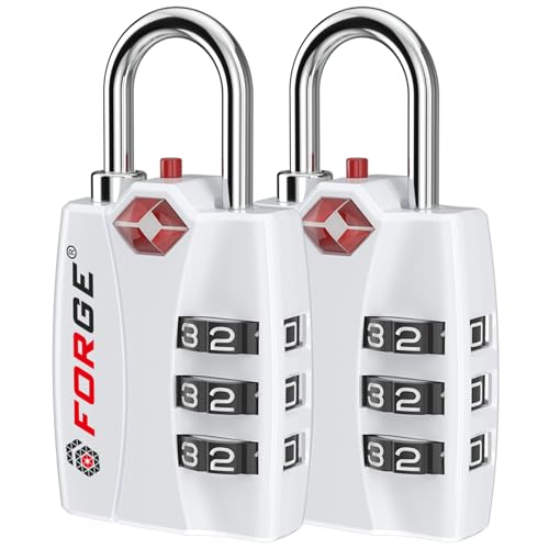 Forge TSA Approved Luggage Locks, Open Alert TSA Locks, White Color 2 Pack - color: White 2PK
