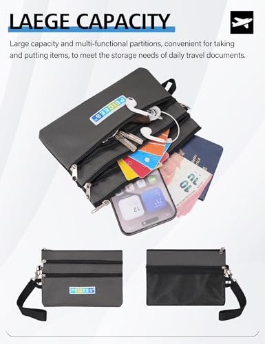 Peicees Small Passport Wallet Pouch RFID Passport Holder for Travel, Gray - color: Dark Gray
