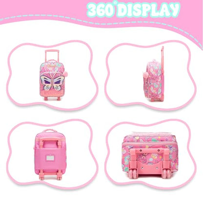 Kids Luggage with Wheels Softside 16" Kids Suitcase for Girls Luggage for Kid Airline Approved & Multi-function Carry Bag 3pcs Set - color: Fenhudie