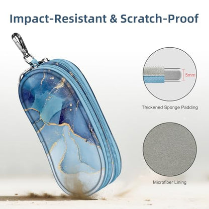 FINTIE Double Sunglasses Case, Soft Portable Eyeglasses Pouch with Clip - color: Ocean Marble