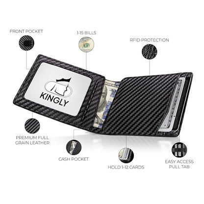 Kingly Cash Pocket Slim Wallet for Men, RFID Blocking, Carbon Fiber - color: Carbon Fiber