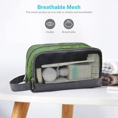 Gonex Travel Toiletry Bag for Men, Water Resistant Dopp Kit for Toiletries - color: Olive Green