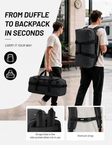 MIER 40L/60L/90L Water Resistant Backpack Duffel, Heavy Duty Duffle Bags - color: Black, size: 60l