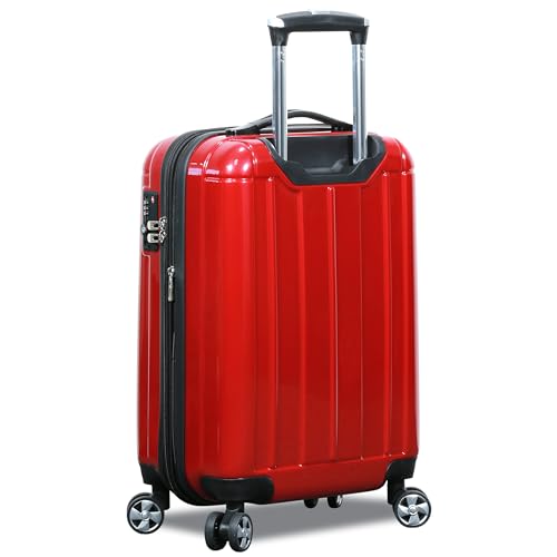 World Traveler Contour 20-Inch Carry-On Polycarbonate Hardside Expandable Spinner Luggage with TSA Lock - Red - color: Red, size: 20-inch