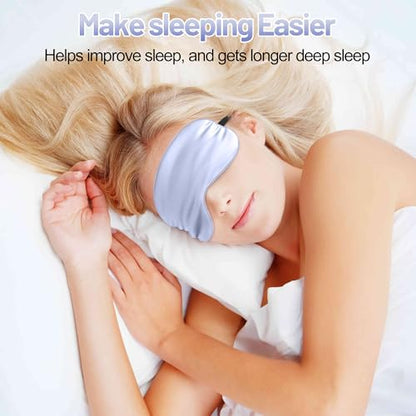 Silk Sleep Mask, Blackout Eye Mask for Sleeping with Adjustable Strap - color: Light Purple