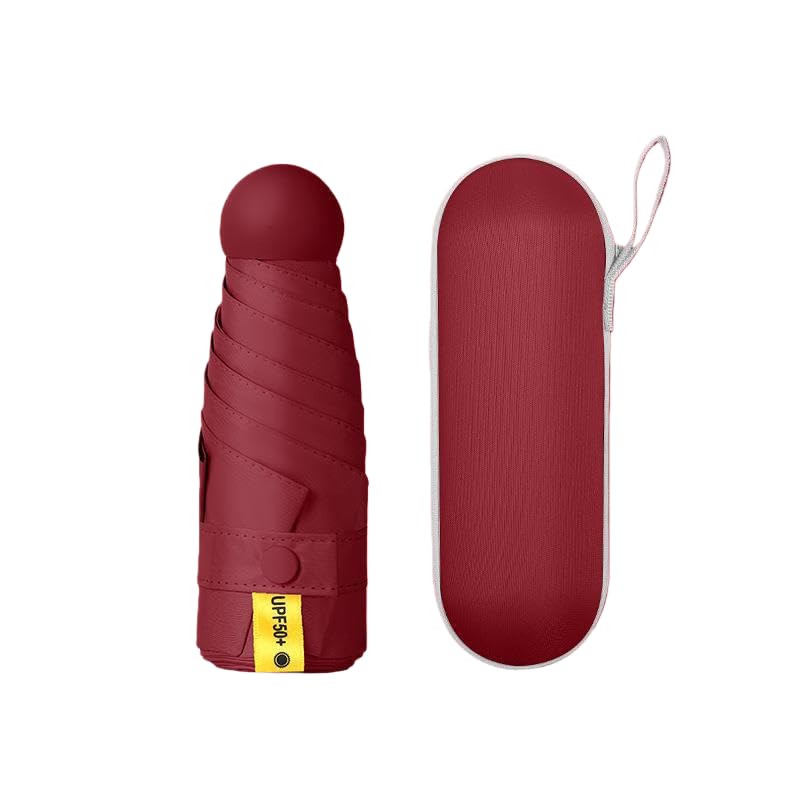 Mini Travel Umbrella with Umbrella Case - color: deep red