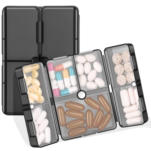 FYY Travel Pill Organizer,7 Compartments Pill Box Medicine Case-Clear Black - color: Clear Black, size: Small (1 Piece)