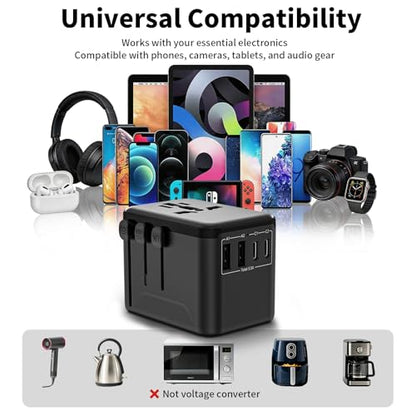 CC Store Universal Travel Adapter with 3 USB-C& 2 USB-A Ports 17.5W 검정 - color: 블랙-17.5W
