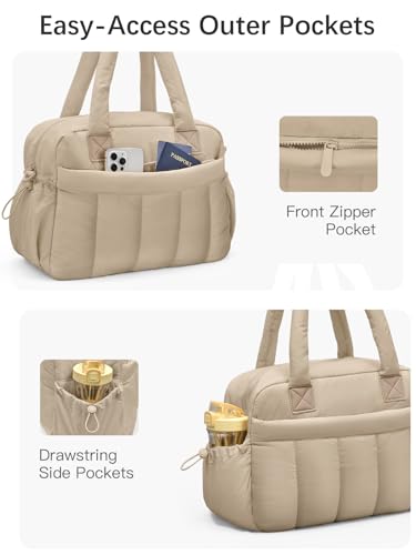 oscaurt Gym Bag for Women Lightweight Duffle Bag for Travel with Toiletry Pouch Water Resistant Carry On Weekender Overnight Duffel - color: Desert