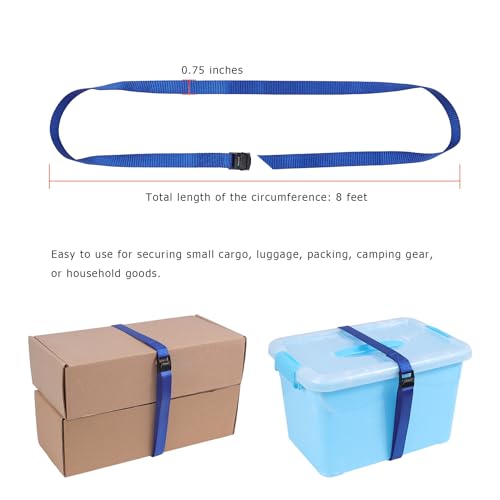 Ayaport Adjustable Lashing Straps with Buckles 0.75" x 8', 4 Pack - color: Blue, size: 0.75'' x 8'
