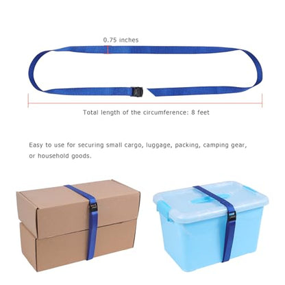 Ayaport Adjustable Lashing Straps with Buckles 0.75" x 8', 4 Pack - color: Blue, size: 0.75'' x 8'