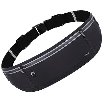 USHAKE Slim Running Belt, Bounce Free Fanny Pack Phone Holder - color: Black