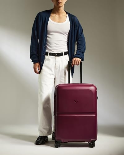 ANTLER - Single Stripe Hardside Luggage 26 Inch Checked-Medium Suitcase - Durable, Lightweight & Expandable, 4 Spinner Wheels - Adjustable Handle, TSA Lock - Heather Purple - color: Heather Purple, size: Medium