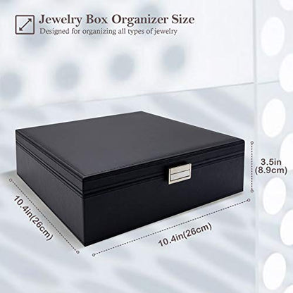 ProCase 2 Layers Jewelry Box for Women -Black - color: Black-ff1
