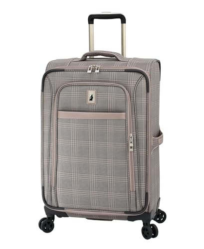 London Fog Brentwood IV 25" Expandable Spinner Softside Suitcase, Rose Charcoal - color: Rose Charcoal