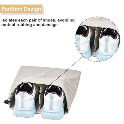 4 Pcs Shoe Bags for Travel, Shoes Pouch with Partition Design & Drawstring - color: Grey