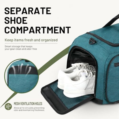 MIER Packable Travel Duffle Bag with Shoe Compartment, 80L, Teal - color: Teal, size: 80L