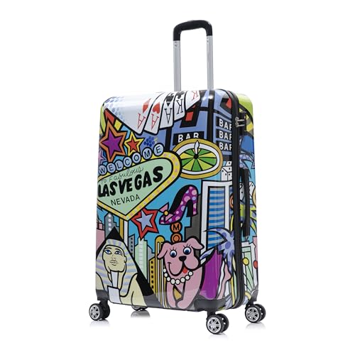 InUSA Las Vegas Print 28-Inch Large Hardside Spinner Luggage Lightweight - color: Cities, size: 28 Inch
