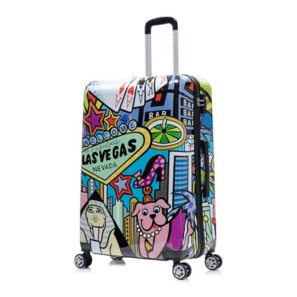 InUSA Las Vegas Print 28-Inch Large Hardside Spinner Luggage Lightweight - color: Cities, size: 28 Inch