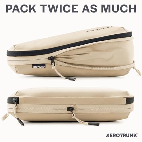 Aerotrunk Ultralight Compression Packing Cubes for Travel, 6-Pack, Beige - color: Beige, size: 6-Pack