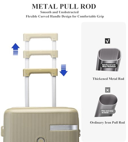 feilario Hardside Carry On Luggage, 70/30 Deep Compartment Design - color: Green