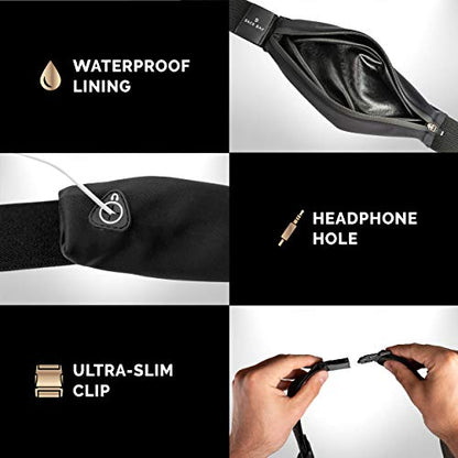 No-Bounce Slim & Secure Running Belt, Fits ALL Phones, Keys, Cards, Gels - color: 3. Black Camo