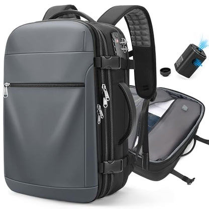 POSO Vacuum Backpack Travel, 60L Expandable Vacuum Seal Backpack with Pump & Laptop Compartment (Fits 17") - color: Dark Gray, size: Vacuum Enabled