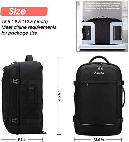 40L Travel Backpack For Women Men Flight Approved Carry-On Laptop Black
