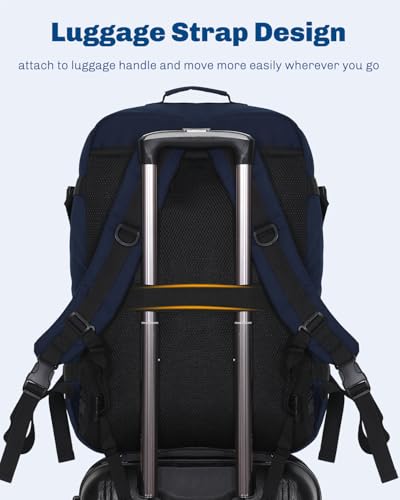 Hynes Eagle 38L Flight Approved Backpack Carry On Travel Bag for Men Women - color: Dark Blue